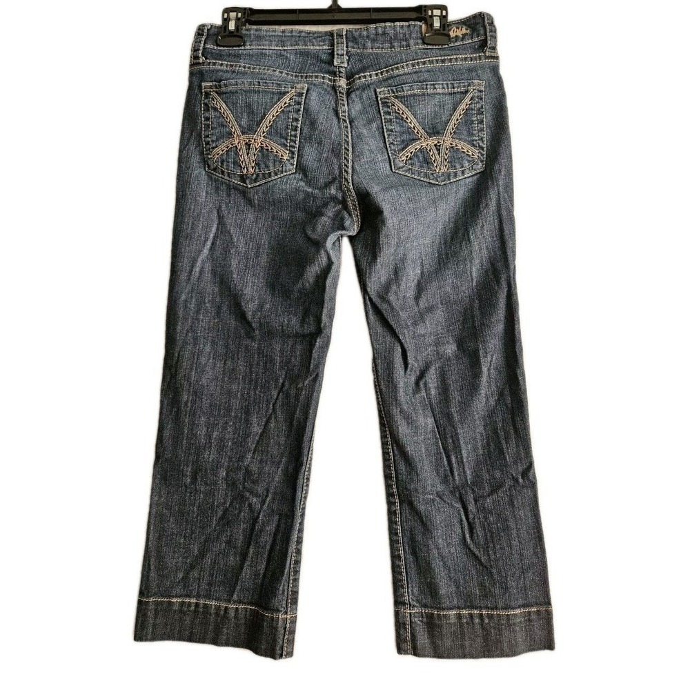Kut from the Kloth Cropped Jeans Women 8 Blue Straight Dark Wash Contrast Stitch